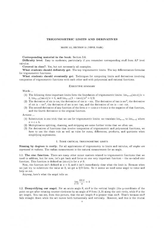 picture Calculus Pdf 169187 | Trigonometriclimitsandderivatives