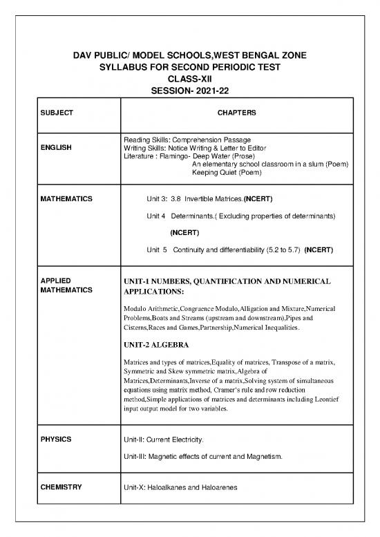 picture Matrix Pdf 174142 | 12 Second Zonal Periodic Test Syllabus