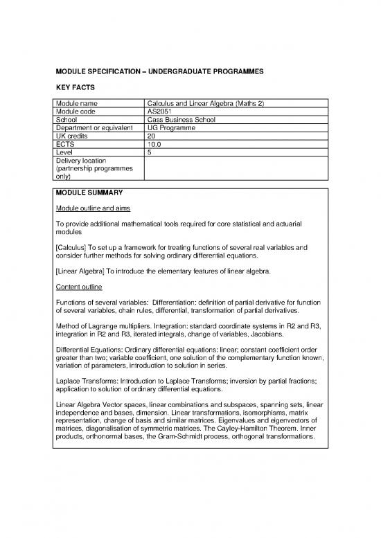 picture Derivatives Calculus Pdf 172126 | As2051 Calculus And Linear Algebra Maths 2