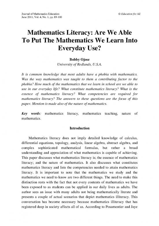 picture1_Calculus Pdf Download 173098 | Bobby Ojose    Mathematics Literacy Are We Able To Put The Mathematics We Learn Into Everyday Use