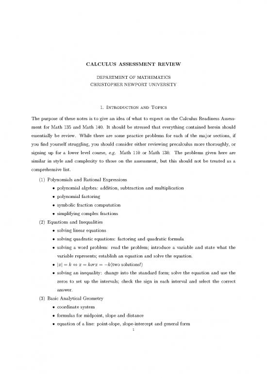 picture Precalculus Mathematics For Calculus Pdf 172655 | Cnu Placement Sample Problems