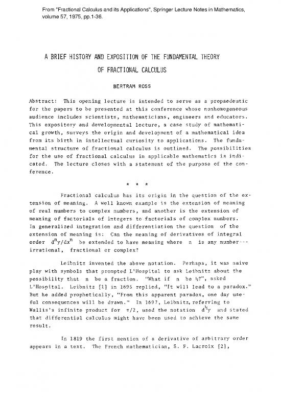 picture Fundamental Theorem Of Calculus Pdf 171645 | History Fractional Calculus