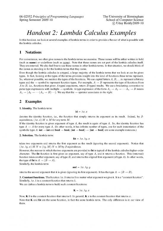 picture_Lambda Calculus Pdf 172245 | Lambda Calculus Handout