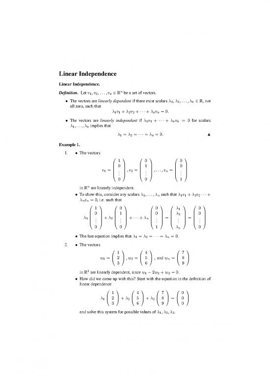 picture Linearly Dependent And Independent Vectors Examples Pdf 172878 | Linear Independence Print Version