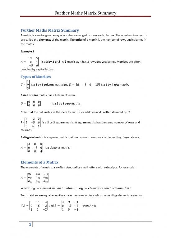 picture_Matrix Pdf 172738 | Matrices Summary