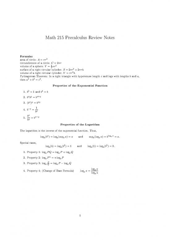 picture Precalculus Notes Pdf 171873 | Precalreview