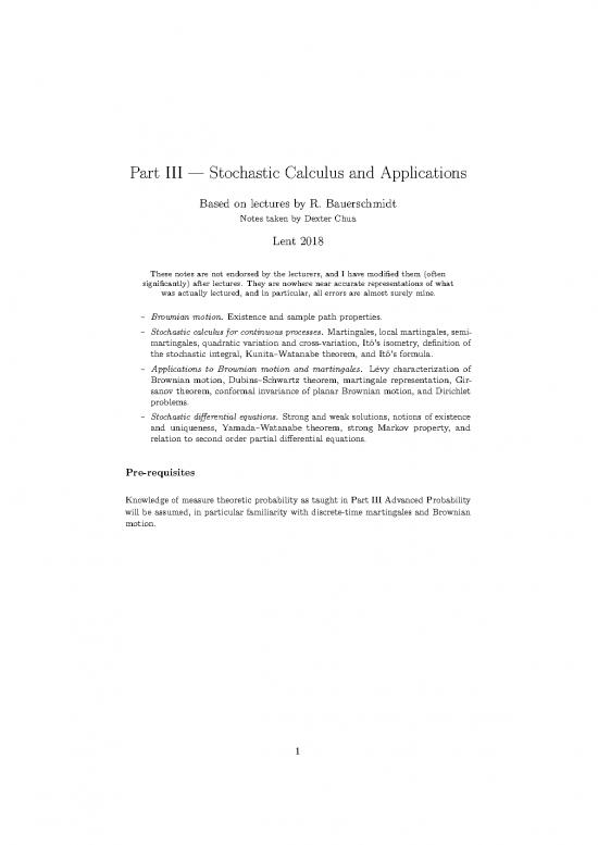picture Stochastic Calculus Pdf 171682 | Stochastic Calculus And Applications
