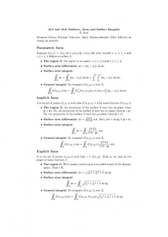 Thomas calculus pdf download 172091 surfaces area surface integrals