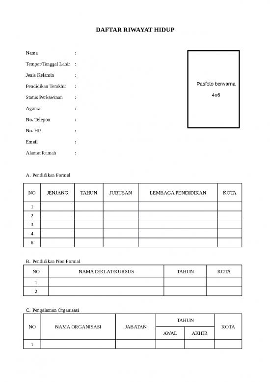 01 Daftar Riwayat Hidup File Daftar Riwayat Hidup Id 15954