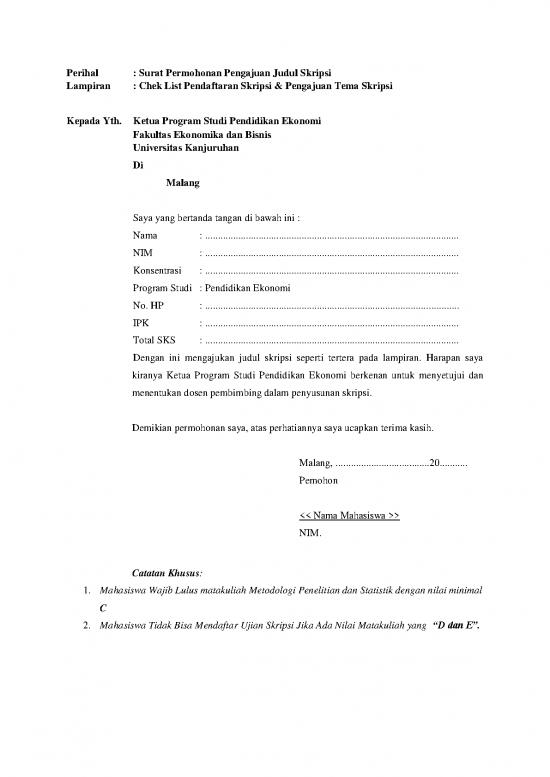 Check List Pendaftaran Skripsi Peko | File - Surat Permohonan Id 16662
