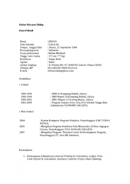 picture Daftar Riwayat Hidup Edwis | File - Daftar Riwayat Hidup Id 15920