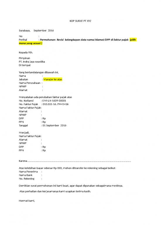 picture_Kwitansi | Draft Surat Revisi Faktur Pajak (npwp Tetap)