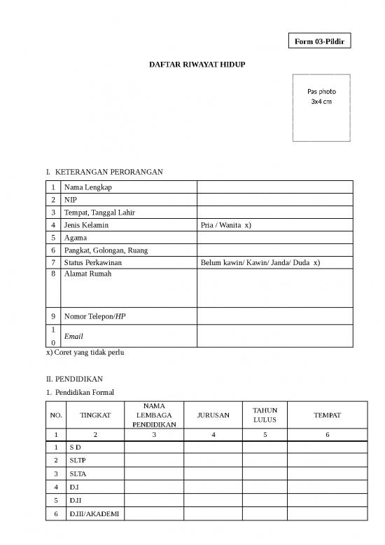 picture Form 03 Daftar Riwayat Hidup Calon Balon | File - Daftar Riwayat Hidup Id 15832