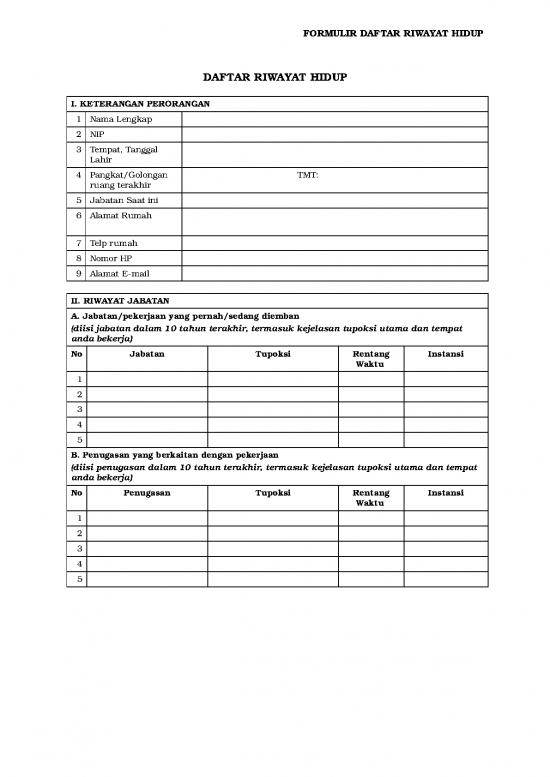 picture_Formulir Drh | File - Daftar Riwayat Hidup Id 15789