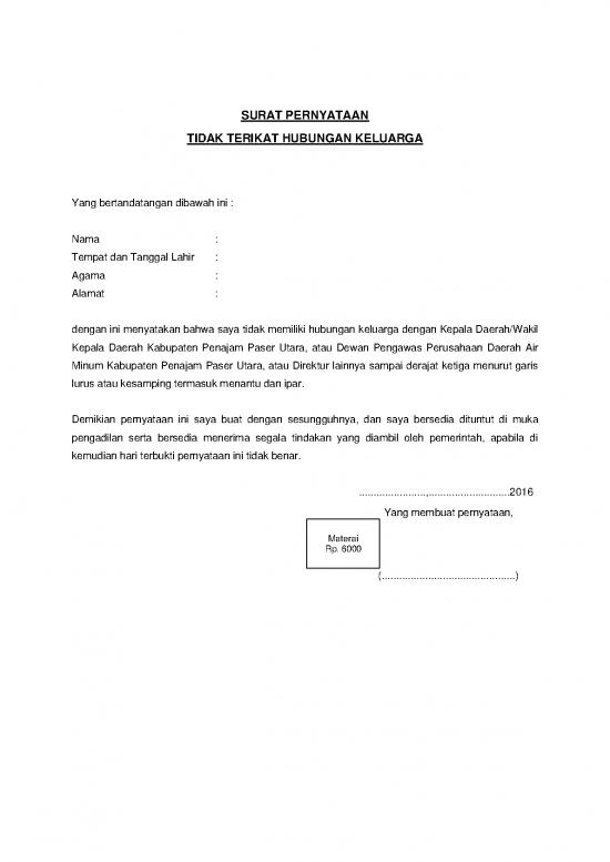 picture_Lampiran Surat Pernyataan Calon Peserta Seleksi Direktur Pdam | File - Surat Pernyataan Id 17473