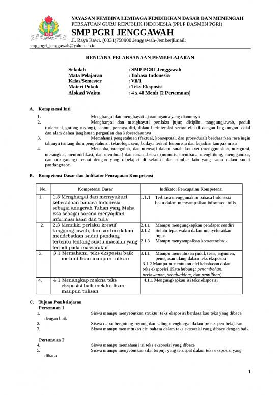 picture Rpp Bahasa Indonesia Kurikulum 2013 K13 Teks Eksposisi Smp Kelas 7 Terbaru Lengkap | Materi Kelas 7 - Bahasa Kelas Vii Id 17226