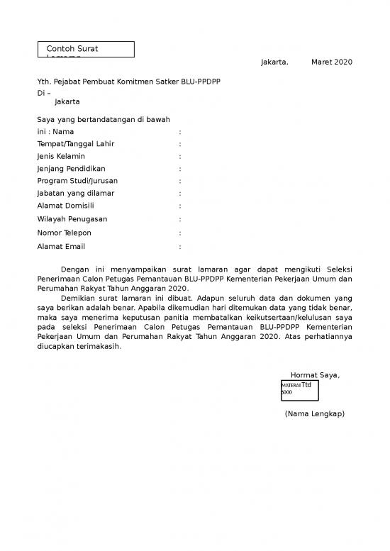 picture Surat Lamaran Kerja Doc 16948 | Sp Rekrutmen Petugas 2020