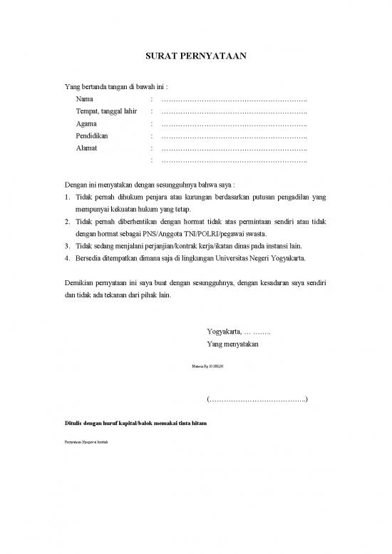 picture Surat Pernyataan 0 | File - Surat Pernyataan Id 17756