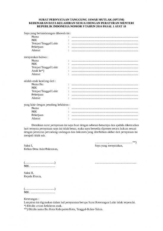 picture_Surat Pernyataan Tanggung Jawab Mutlak Sptjm 16 | File - Surat Pernyataan Id 17522