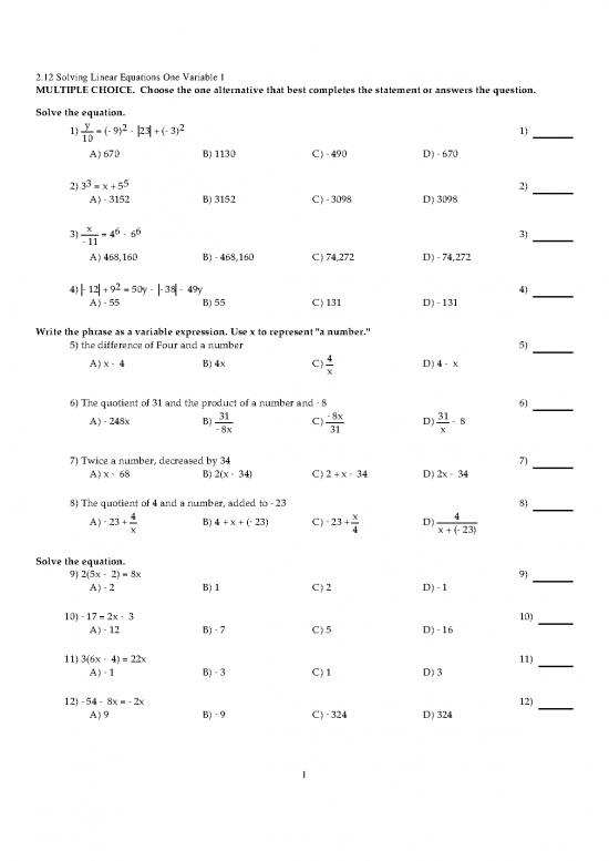 picture_Solving Equations Pdf 176173 | 12solvinglinearequationsonevariable1