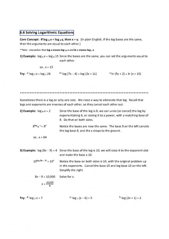 picture_Solving Equations Pdf 176355 | 6 Notesheet Log Equations