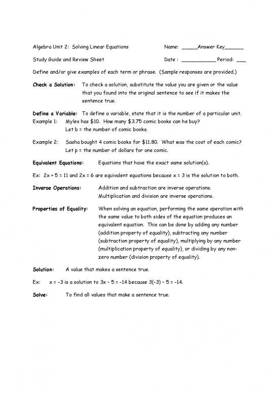picture_Solving Equations Pdf 176403 | Algebra Unit 2 Study Guide   Answer Key