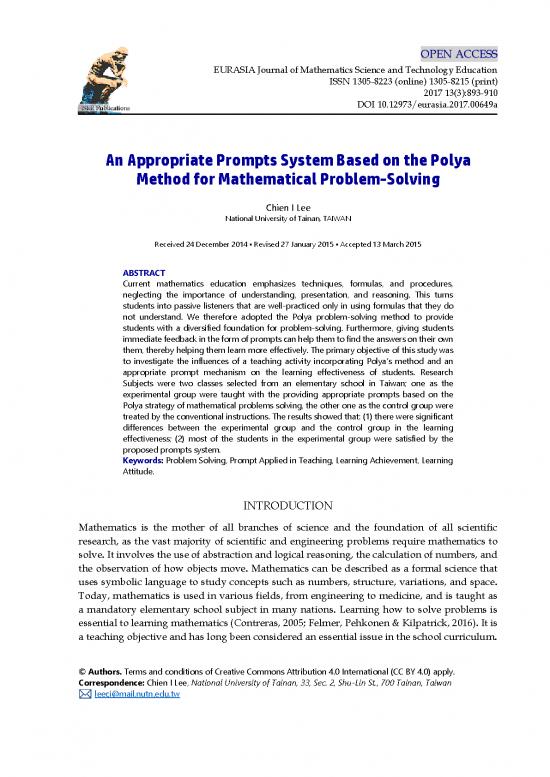 picture Polya Problem Solving Examples With Answers Pdf 176601 | An Appropriate Prompts System Based On The Polya Method For Mathematical Problem Solving 4696