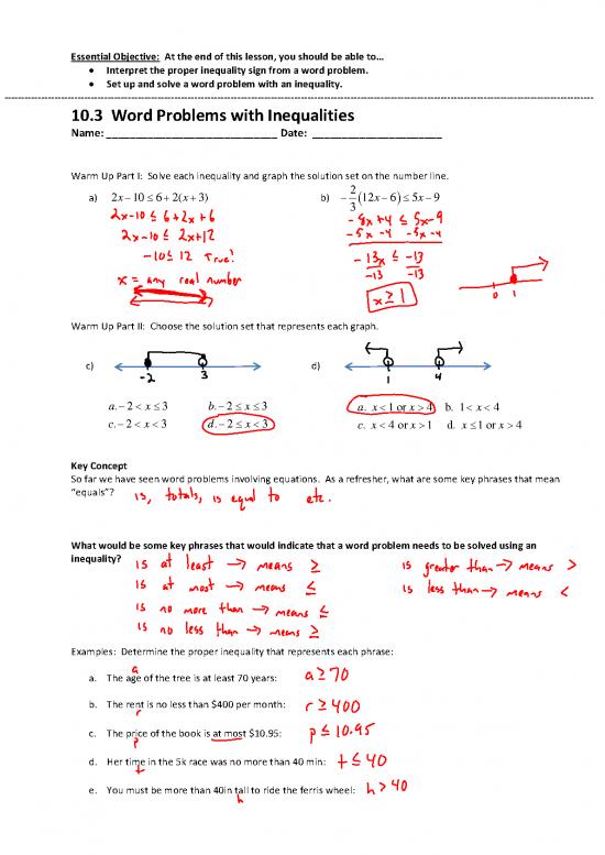 inequality word problem homework integrated algebra