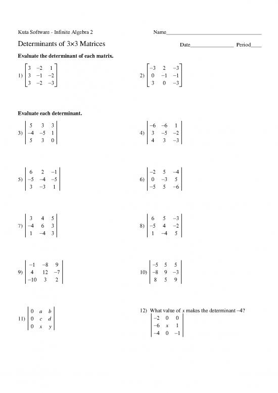 picture Matrix Pdf 174424 | Determinants, 3x3