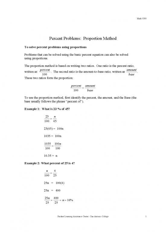 picture_Solved Problems Pdf 176318 | Math0300 Percent Problems   Proportion Method