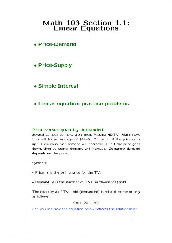 picture Linear Equation Problems With Solution Pdf 176521 | Math103 1 1linequn