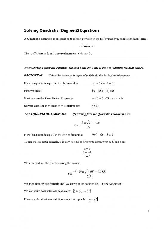 picture Solving Quadratic Equations Pdf 176433 | Solving Quadratic Equations