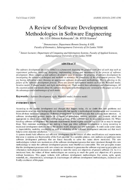 picture Software Development Life Cycle Pdf 179464 | A Review Of Software Development Methodologies In Software Engineering Ijariie12553