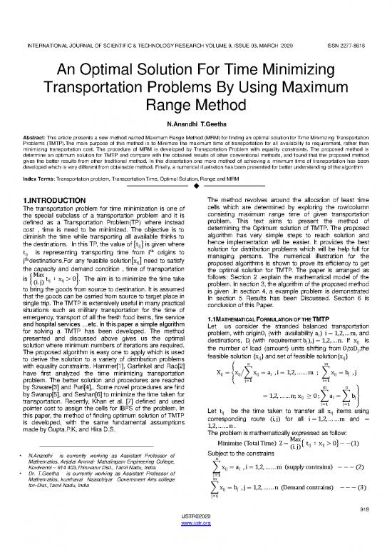 picture Scientific Method Pdf 178755 | An Optimal Solution For Time Minimizing Transportation Problems By Using Maximum Range Method