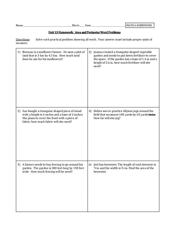 math 6 homework unit 13