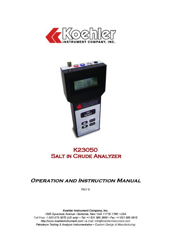 picture Astm D3230 177176 | K23050 Salt In Crude Analyser User Manual