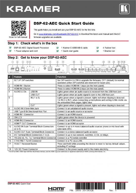 picture_Dsp Pdf 179350 | Kramer Dsp 62 Aec Qs 1