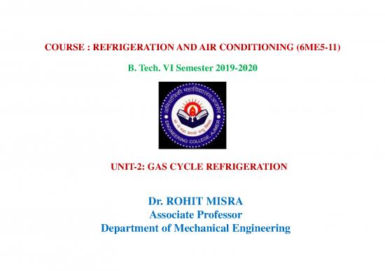 picture_Refrigeration Cycle Pdf 179212 | Lecture Notes On Gas Cycle Refrigeration For Vi Semester Mechanical Students