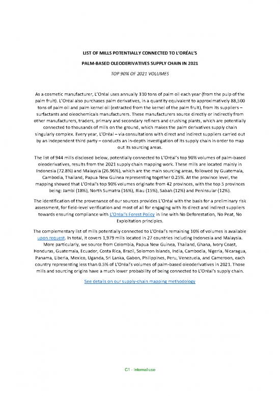 picture_Oil Pdf 177997 | List Of Mills Potentially Connected To Loreal Palm Supply Chain 2020