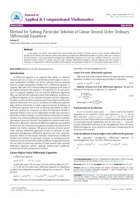 picture_Solving Equations Pdf 178677 | Method For Solving Particular Solution Of Linear Second Order Ordinarydifferential Equations 2168 9679 1000210