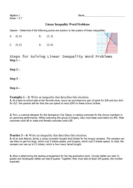 Solving Inequalities Pdf 178869 | Notes 7 Linear Inequality Word Problems