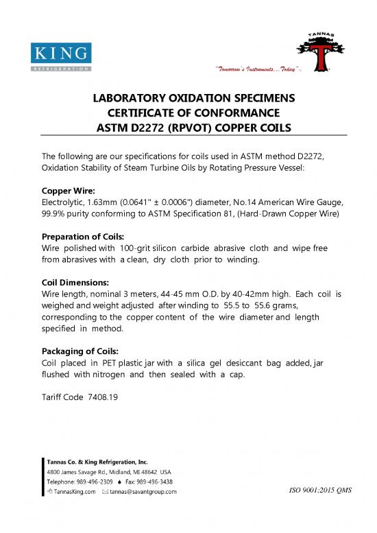 picture Astm D2272 178196 | Quantum Copper Coil Certificate Of Conformance