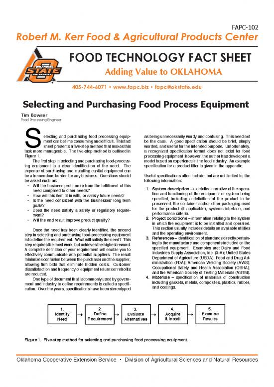 picture Processing Pdf 179856 | Selecting And Purchasing Food Process Equipment Fapc 102