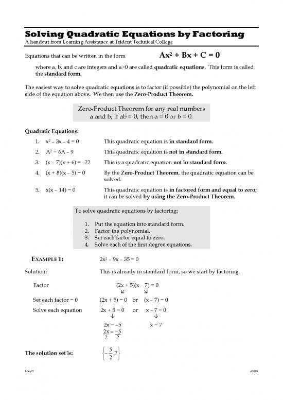 picture1_Solving Quadratic Equations Pdf 178371 | Solving Quadratic Equations Factorising