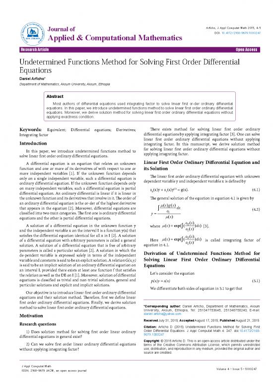 picture_Solving Equations Pdf 178680 | Undetermined Functions Method For Solving First Order Differential Equations 2168 9679 1000247