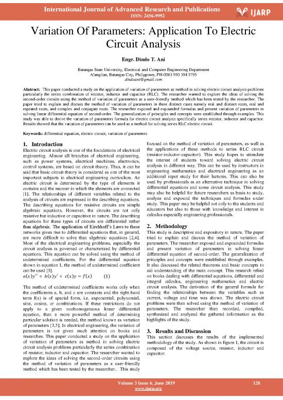 picture_Variation Of Parameters Application To Electric Circuit Analysis