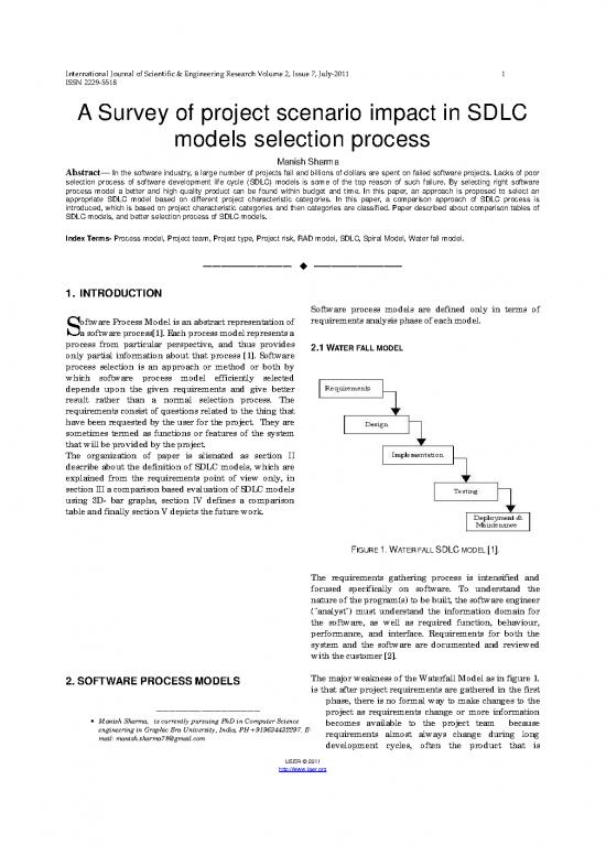 picture Software Development Life Cycle Pdf 180848 | A Survey Of Project Scenario Impact In Sdlc Models Selection Process