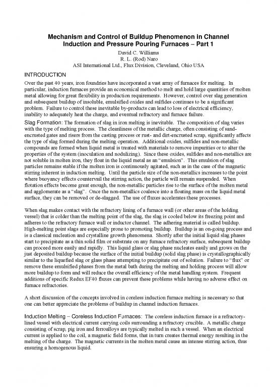 picture Induction Furnace Pdf 180458 | Buildup  Phenomenon In Channel Furnaces Dis 2007