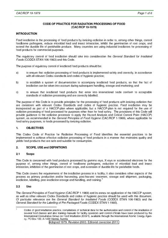 picture Processing Pdf 181075 | Code Of Practice For Radiation Processing Of Food Cac Rcp 19 1979