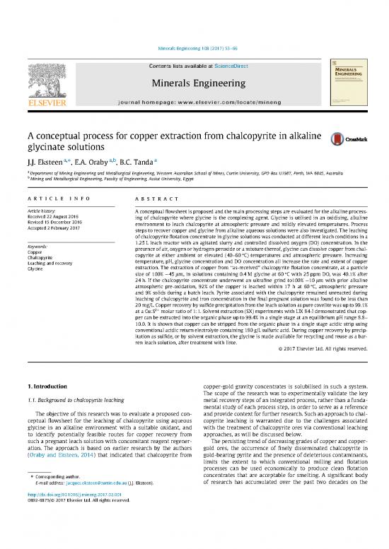 picture Extraction Of Copper Pdf 181057 | Eksteen 2017 A Conceptual Process For Copper Extraction From Chalcopyrite In Alkaline Glycine Solutions